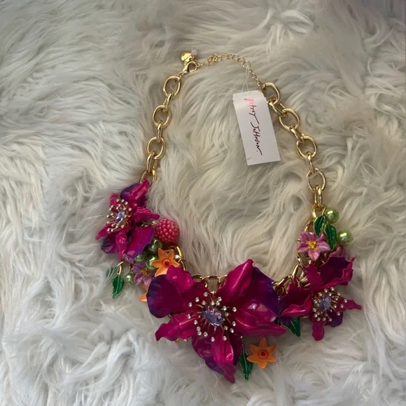 Betsey Johnson Pink and Purple Floral Necklace - Picture 5 of 5
